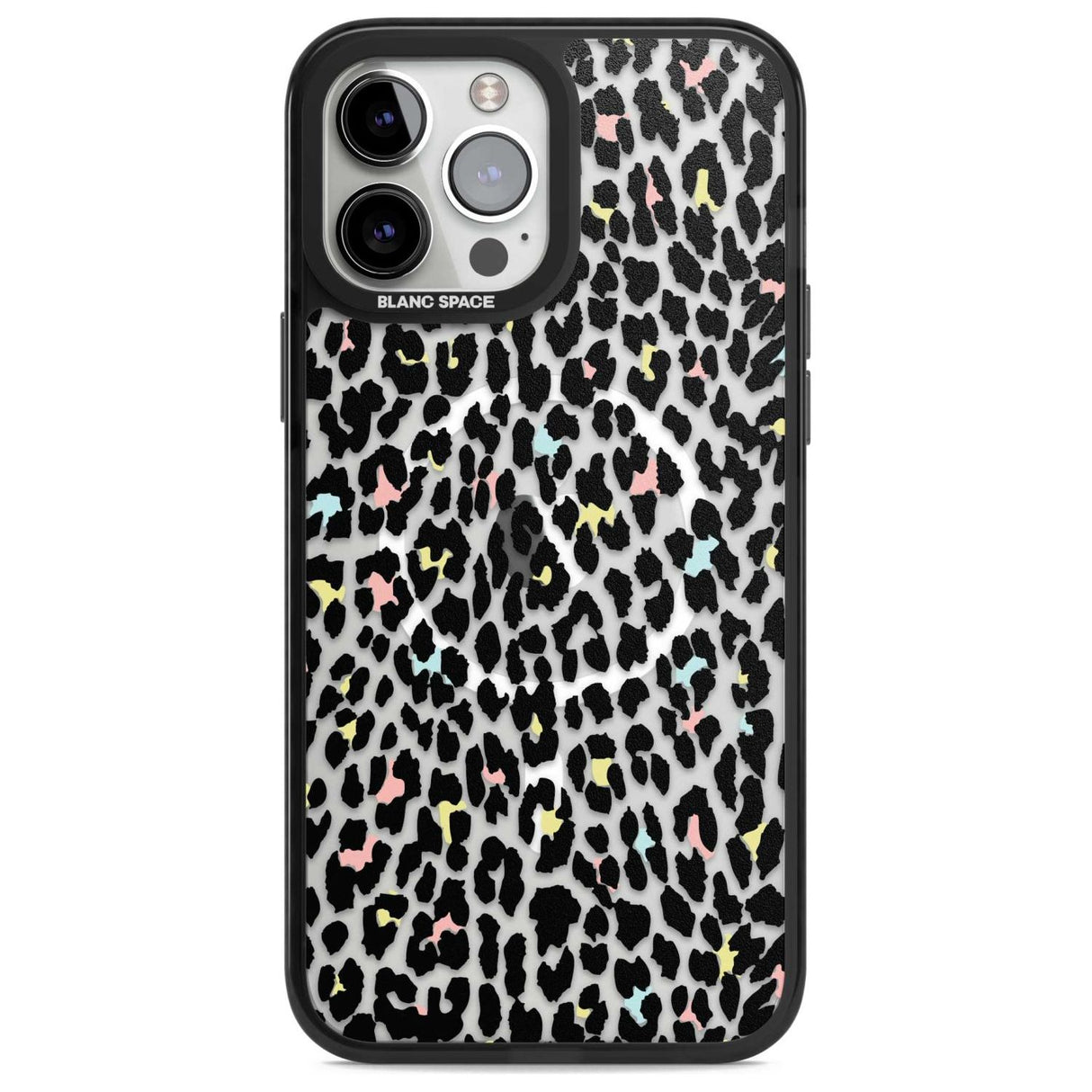 Mixed Pastels Leopard Print - Transparent Phone Case iPhone 13 Pro Max / Magsafe Black Impact Case Blanc Space