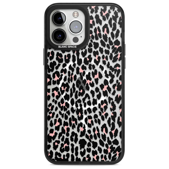 Light Pink Leopard Print - Transparent Phone Case iPhone 13 Pro Max / Magsafe Black Impact Case Blanc Space