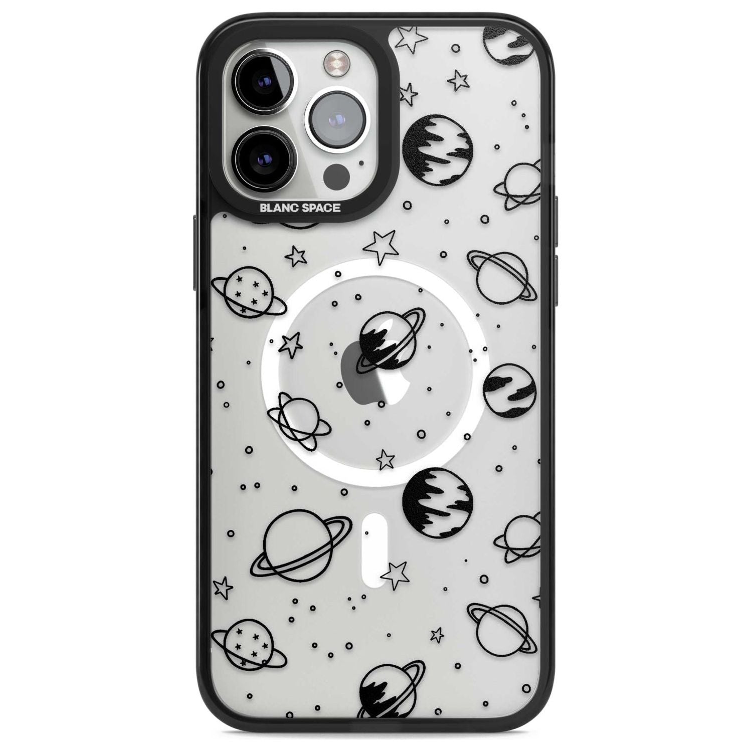 Cosmic Outer Space Design Black on Clear Phone Case iPhone 13 Pro Max / Magsafe Black Impact Case Blanc Space