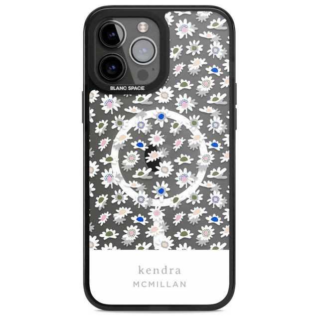 Personalised Grey & White Daisies Floral Design Custom Phone Case iPhone 13 Pro Max / Magsafe Black Impact Case Blanc Space