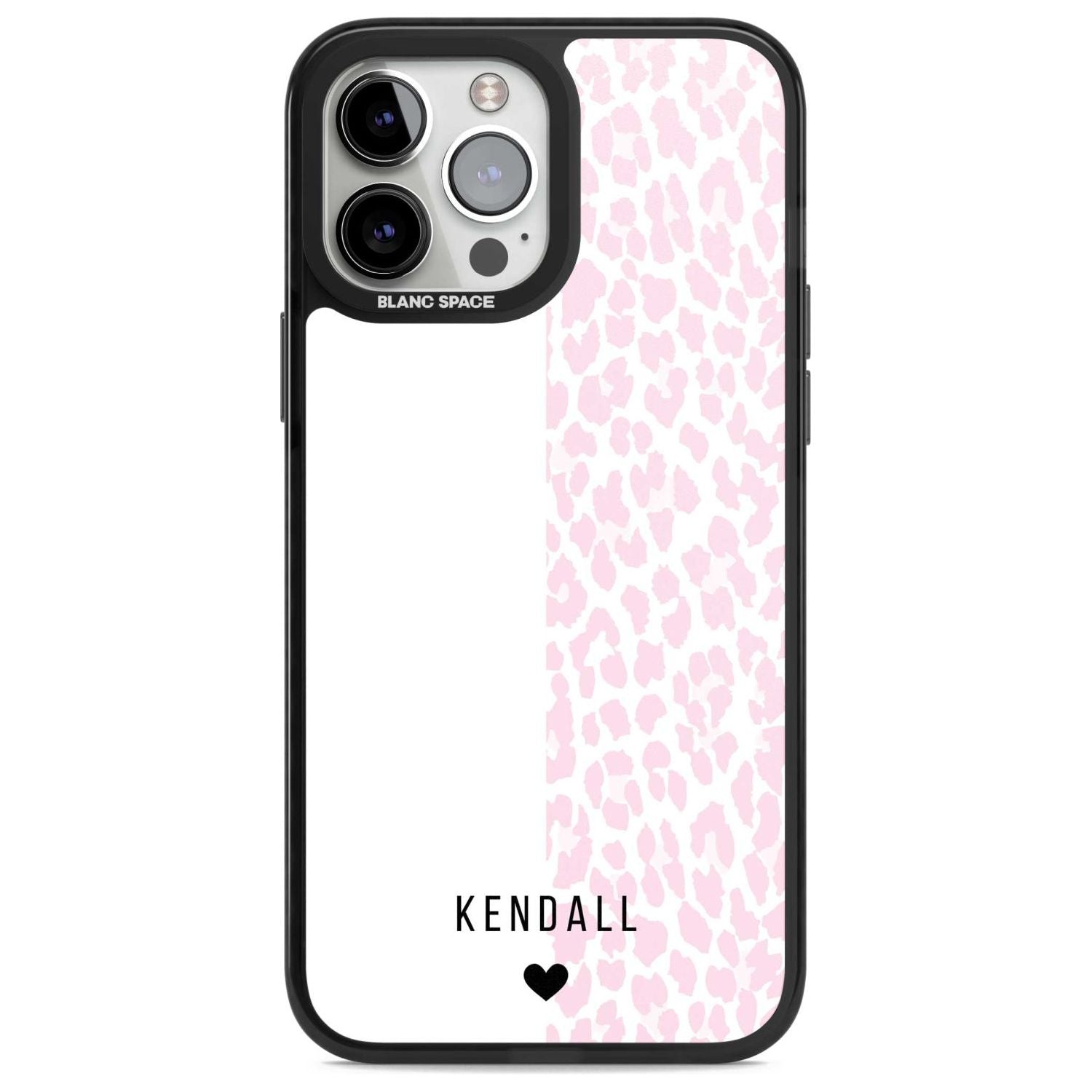 Personalised Pink & White Leopard Spots Custom Phone Case iPhone 13 Pro Max / Magsafe Black Impact Case Blanc Space