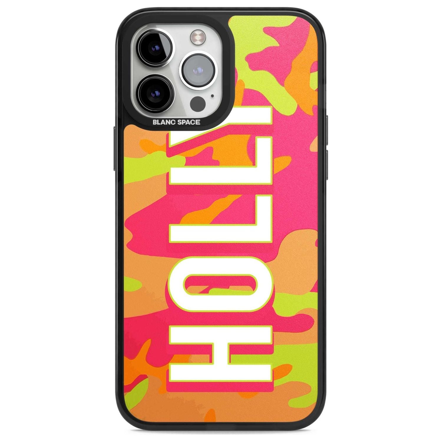 Personalised Colourful Neon Camo Custom Phone Case iPhone 13 Pro Max / Magsafe Black Impact Case Blanc Space