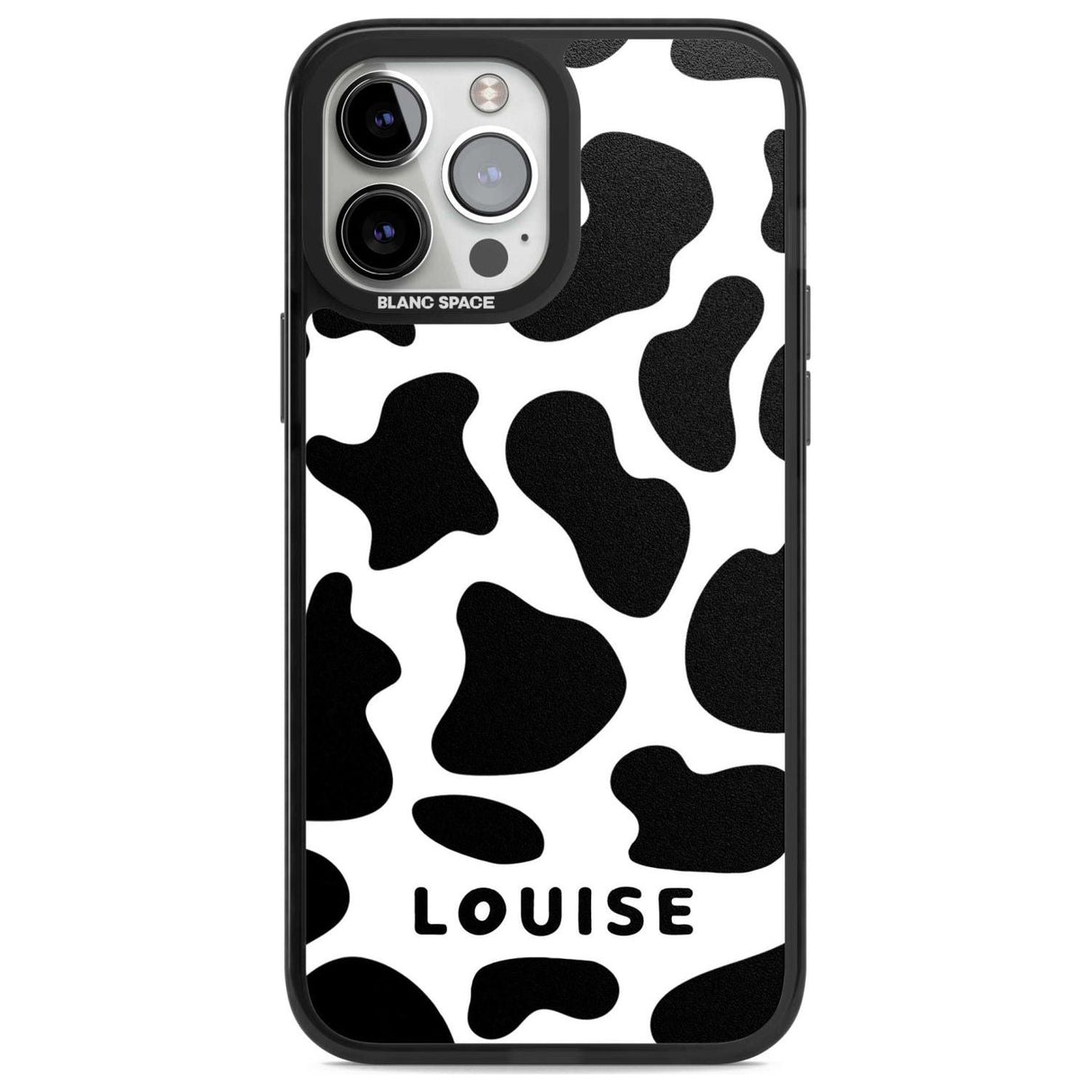 Personalised Cow Print Custom Phone Case iPhone 13 Pro Max / Magsafe Black Impact Case Blanc Space