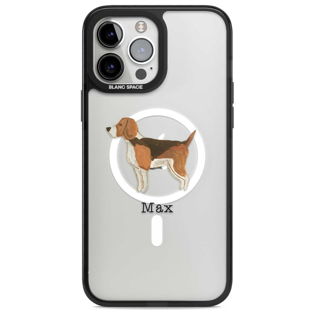 Personalised Hand Painted Beagle Custom Phone Case iPhone 13 Pro Max / Magsafe Black Impact Case Blanc Space