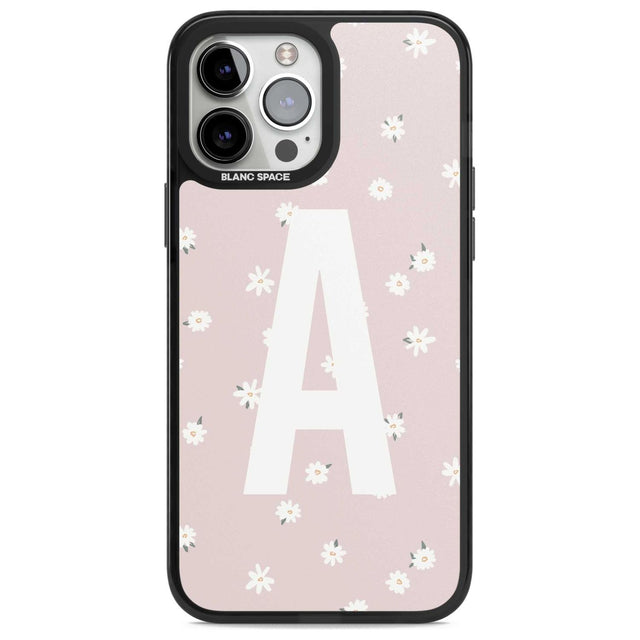 Personalised Pink Daisy Personalised Custom Phone Case iPhone 13 Pro Max / Magsafe Black Impact Case Blanc Space