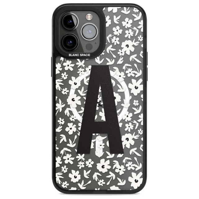 Personalised Floral Pattern Personalised Custom Phone Case iPhone 13 Pro Max / Magsafe Black Impact Case Blanc Space