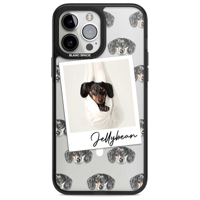 Personalised Dachshund, Black- Dog Photo Custom Phone Case iPhone 13 Pro Max / Magsafe Black Impact Case Blanc Space