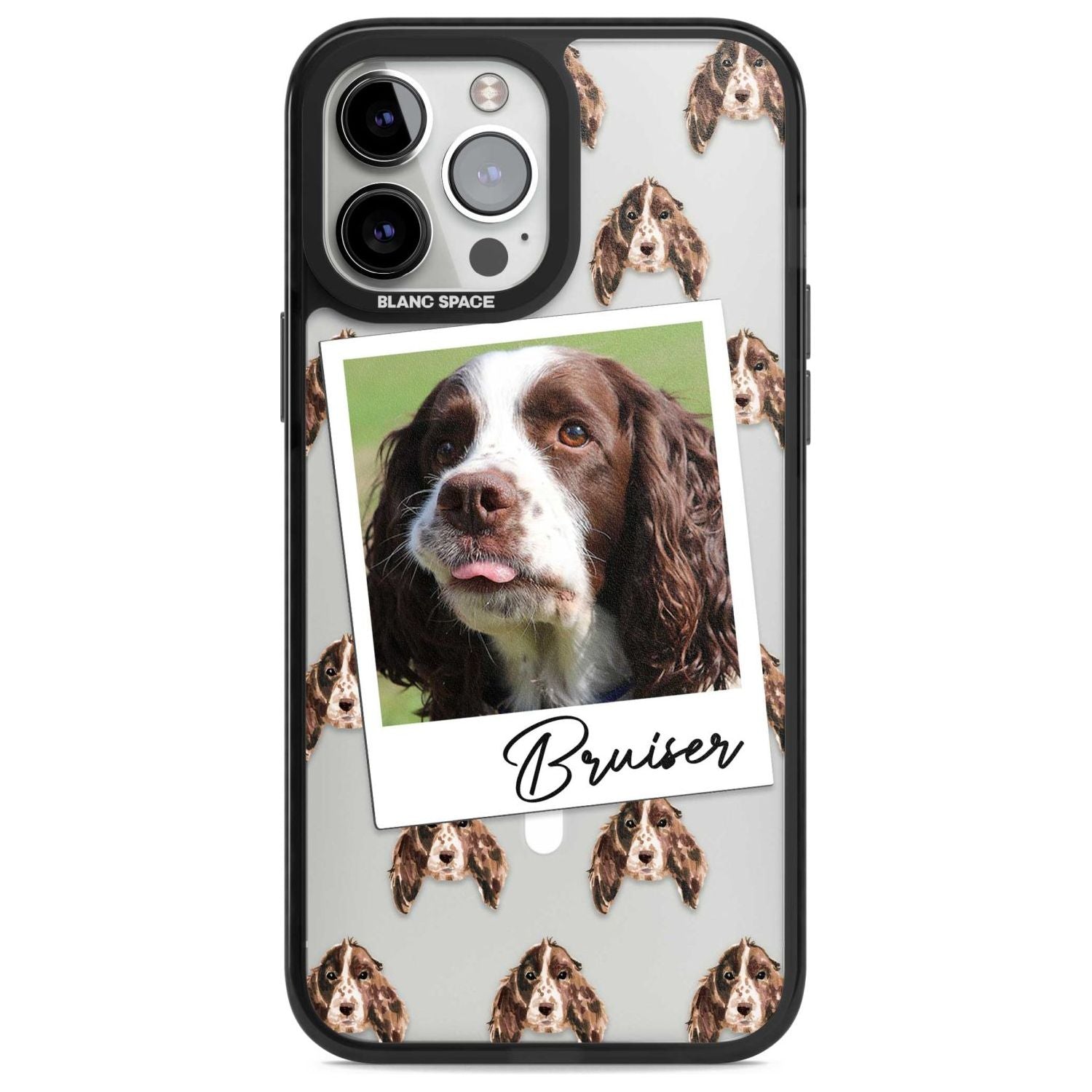Personalised Springer Spaniel - Dog Photo Custom Phone Case iPhone 13 Pro Max / Magsafe Black Impact Case Blanc Space