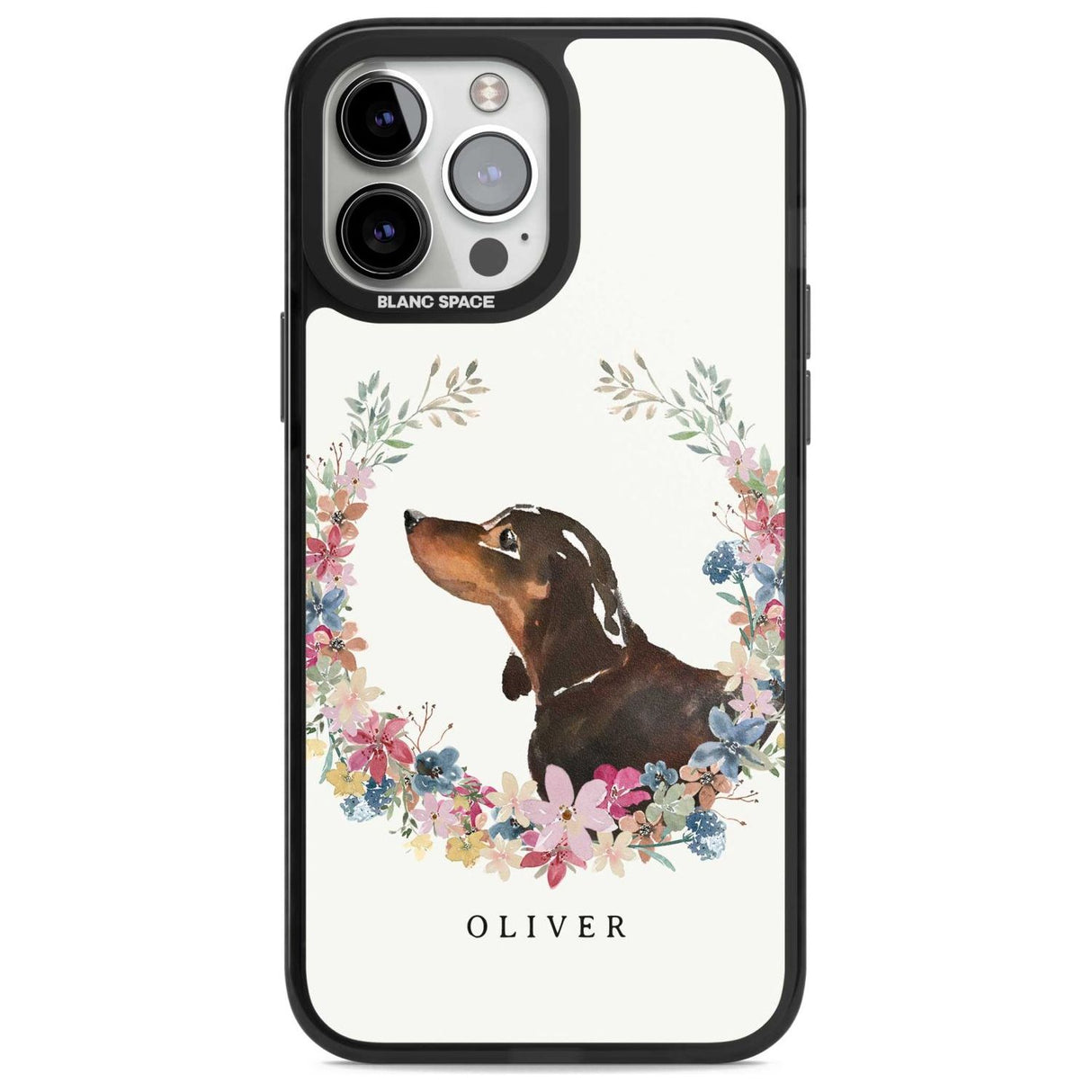 Personalised Black & Tan Dachshund - Watercolour Dog Portrait Custom Phone Case iPhone 13 Pro Max / Magsafe Black Impact Case Blanc Space