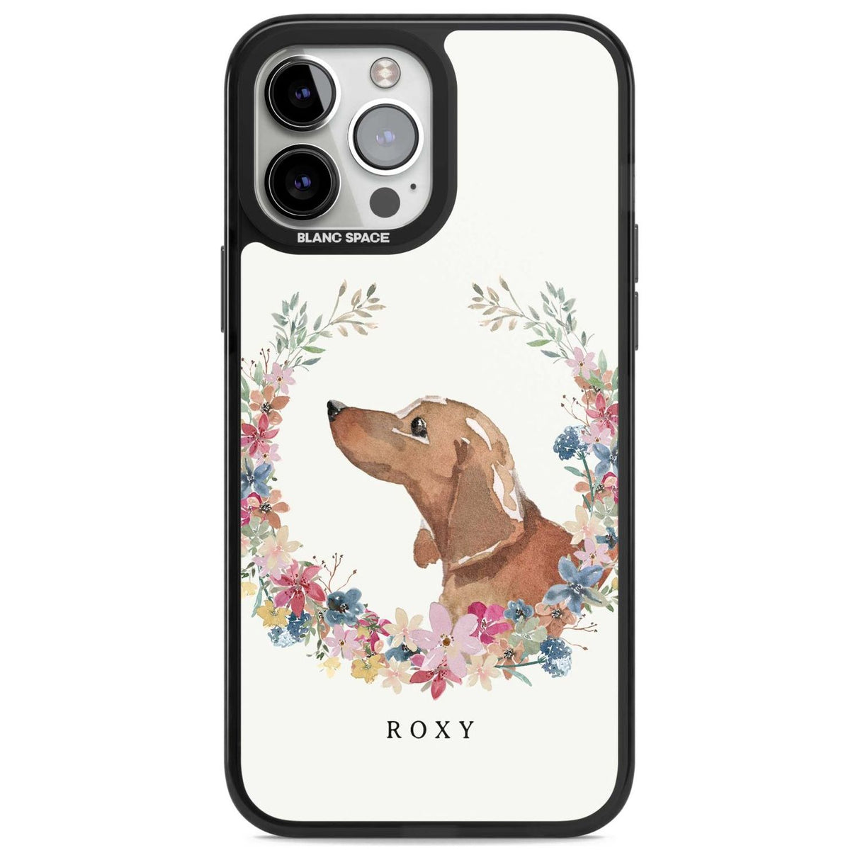 Personalised Tan Dachshund - Watercolour Dog Portrait Custom Phone Case iPhone 13 Pro Max / Magsafe Black Impact Case Blanc Space