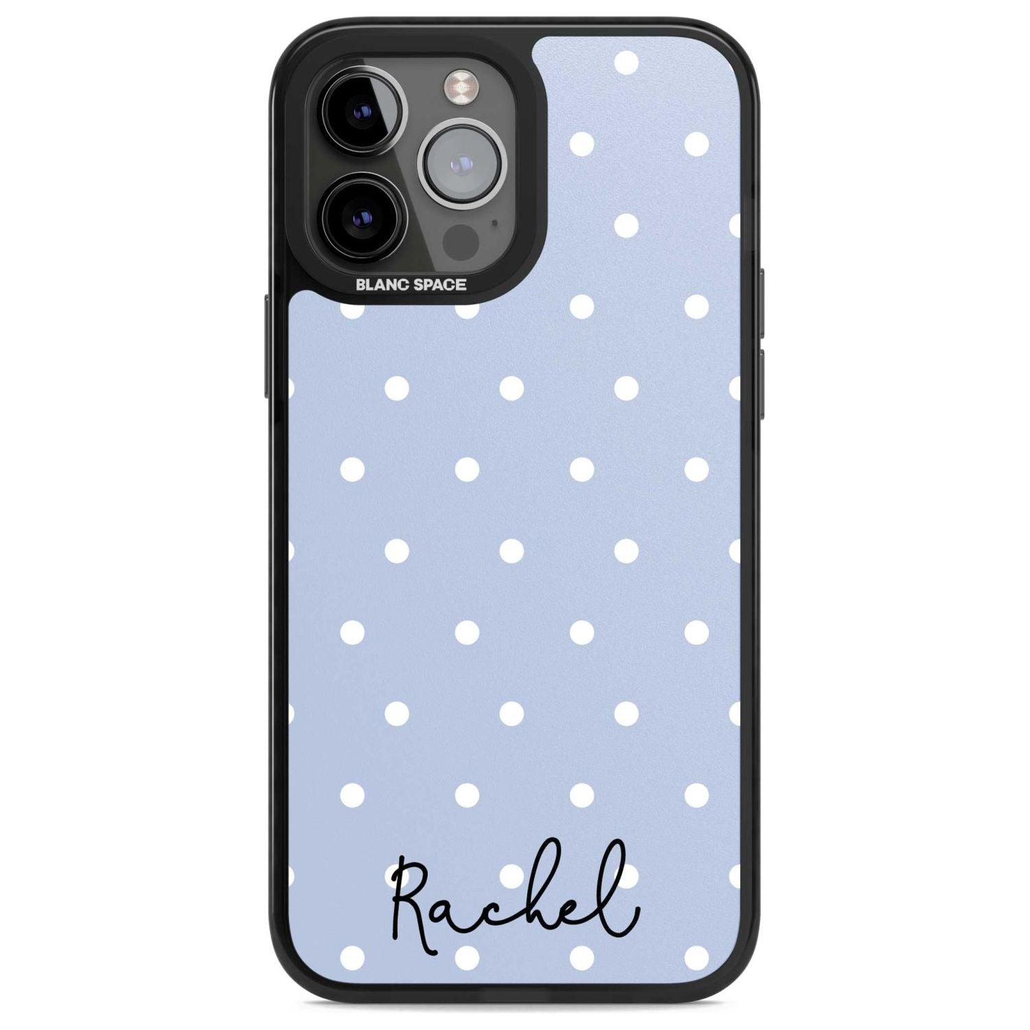 Personalised Simple Light Blue Dots Custom Phone Case iPhone 13 Pro Max / Magsafe Black Impact Case Blanc Space