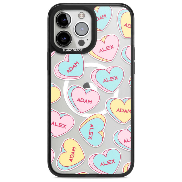 Personalised Text Love Hearts Custom Phone Case iPhone 13 Pro Max / Magsafe Black Impact Case Blanc Space