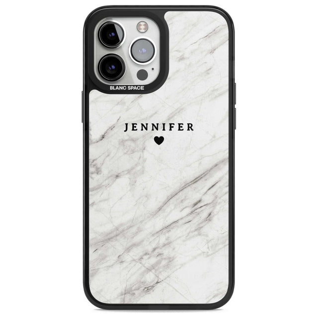 Personalised Light Grey & White Marble Texture Custom Phone Case iPhone 13 Pro Max / Magsafe Black Impact Case Blanc Space