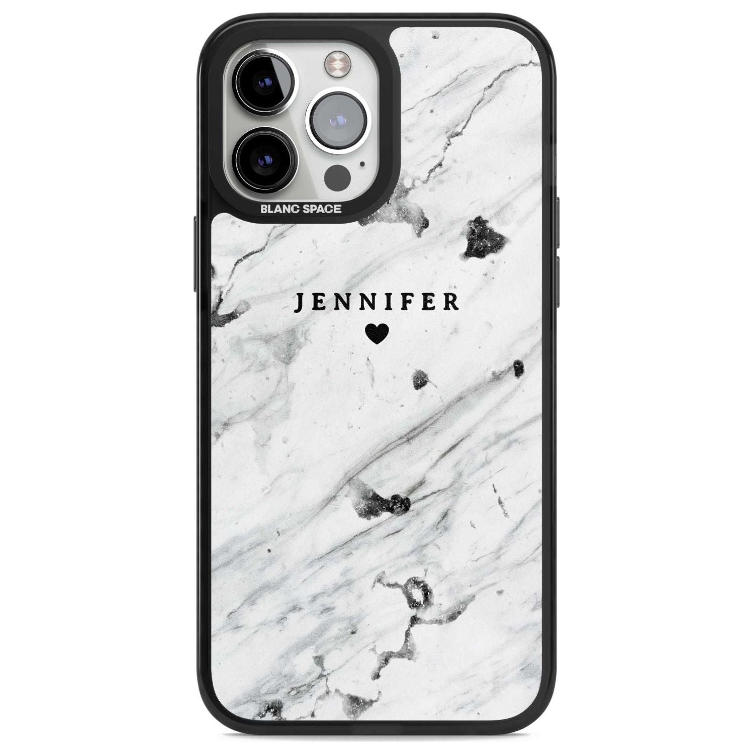 Personalised Black & White Marble Texture Custom Phone Case iPhone 13 Pro Max / Magsafe Black Impact Case Blanc Space
