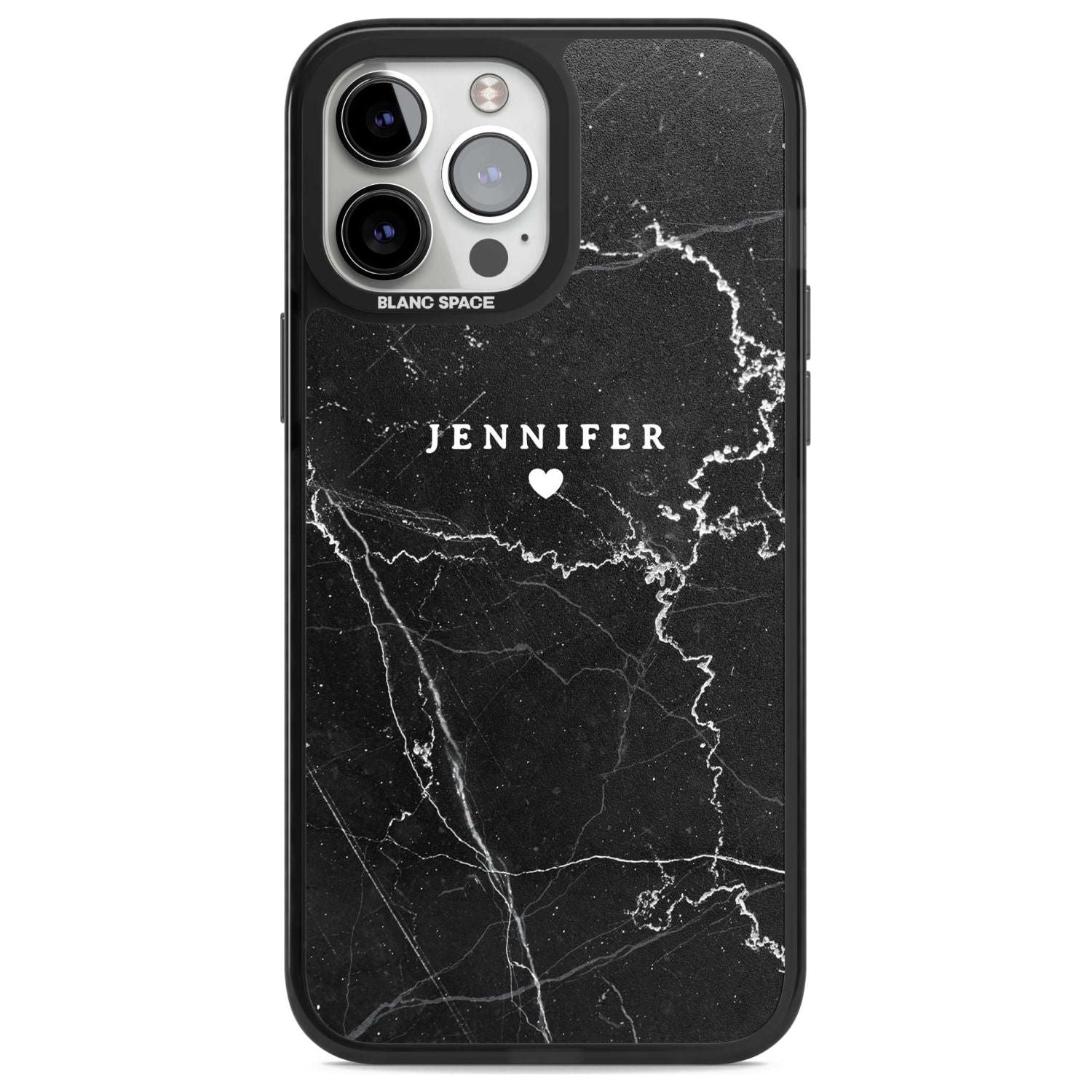 Personalised Black Marble 2 Custom Phone Case iPhone 13 Pro Max / Magsafe Black Impact Case Blanc Space