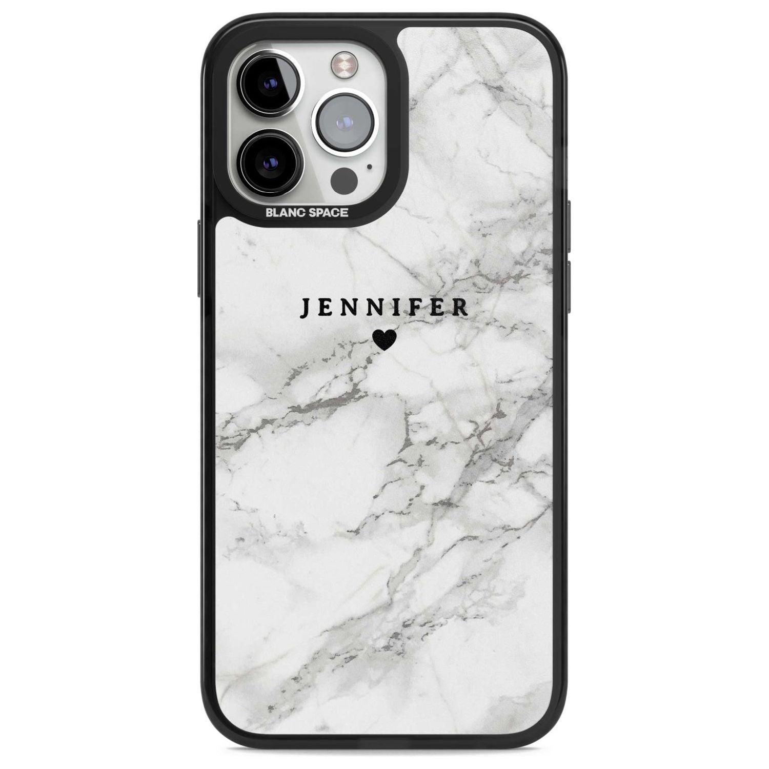 Personalised Classic Grey Marble Custom Phone Case iPhone 13 Pro Max / Magsafe Black Impact Case Blanc Space