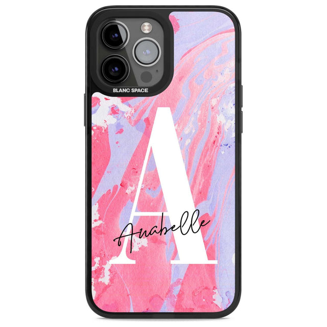 Personalised Pink & Purple - Marble Custom Phone Case iPhone 13 Pro Max / Magsafe Black Impact Case Blanc Space