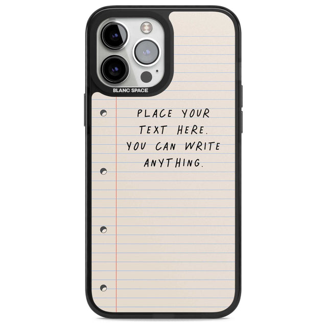 Personalised School Paper Custom Phone Case iPhone 13 Pro Max / Magsafe Black Impact Case Blanc Space