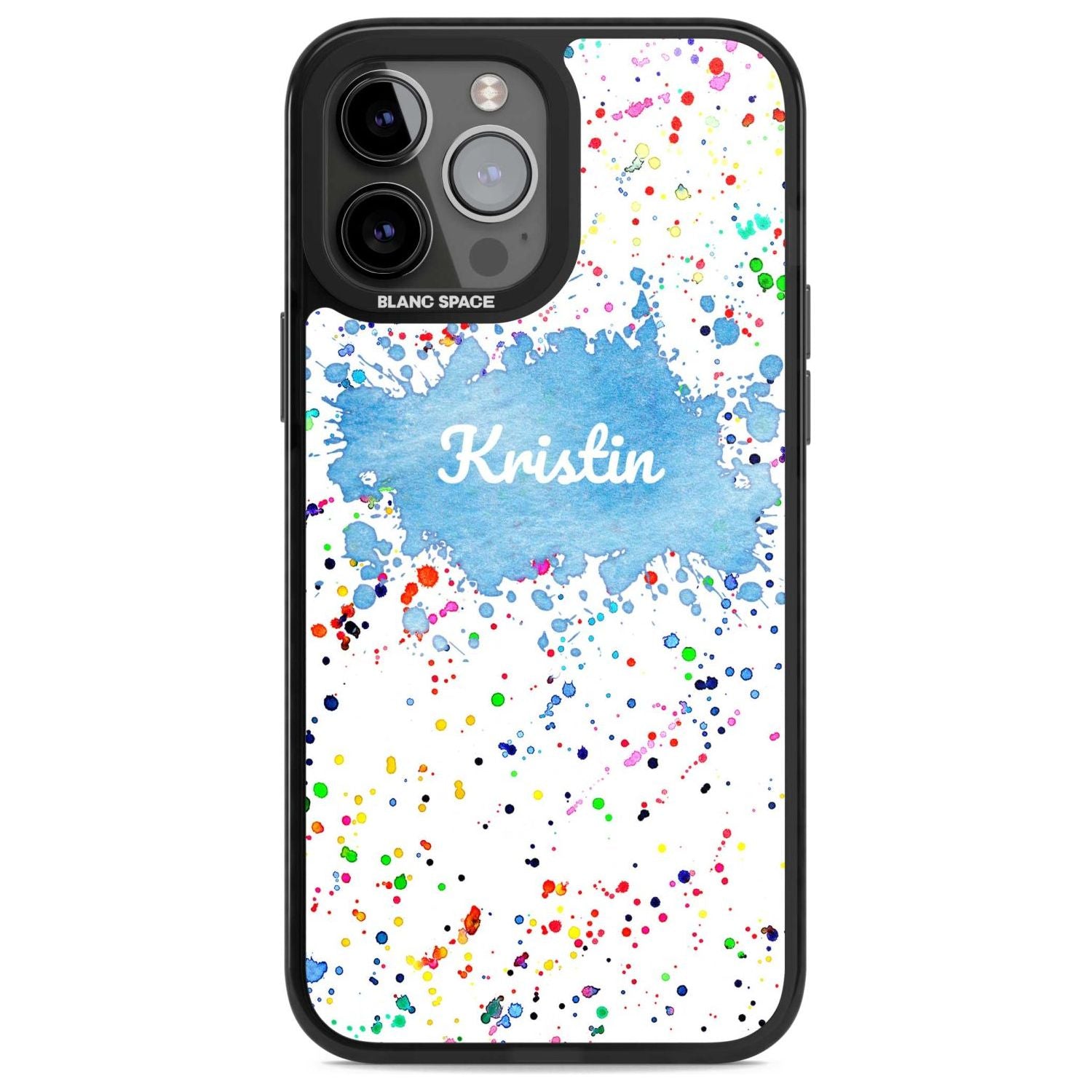 Personalised Rainbow Paint Splatter Custom Phone Case iPhone 13 Pro Max / Magsafe Black Impact Case Blanc Space