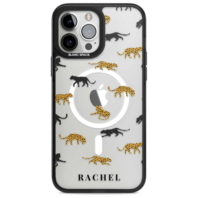 Personalised Jaguar Pattern on Transparent Custom Phone Case iPhone 13 Pro Max / Magsafe Black Impact Case Blanc Space