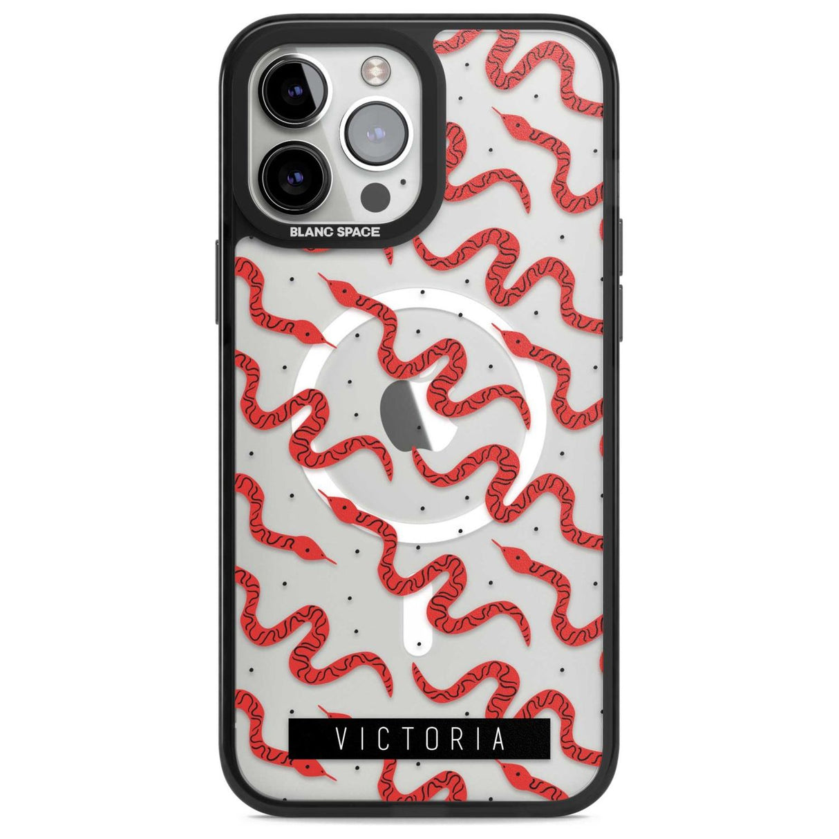 Personalised Snake Pattern Custom Phone Case iPhone 13 Pro Max / Magsafe Black Impact Case Blanc Space