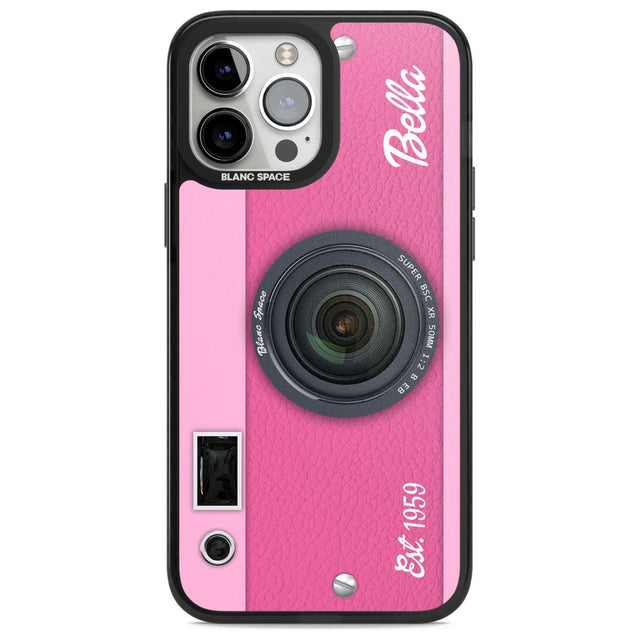 Personalised Pink Dream Camera Custom Phone Case iPhone 13 Pro Max / Magsafe Black Impact Case Blanc Space