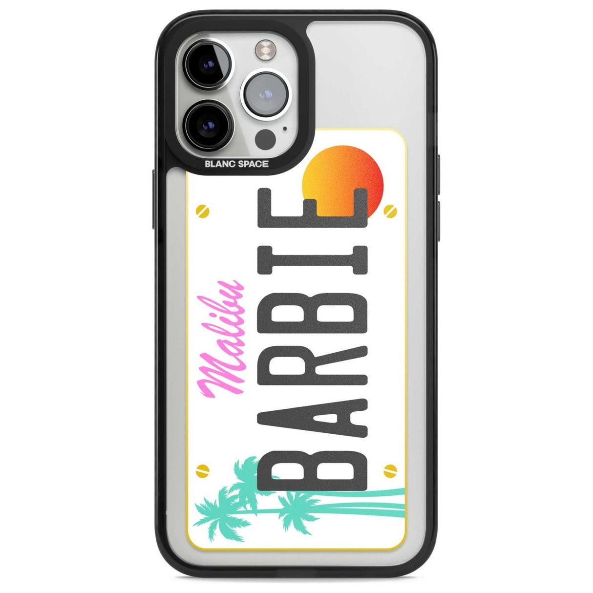 Personalised Malibu License Plate Custom Phone Case iPhone 13 Pro Max / Magsafe Black Impact Case Blanc Space