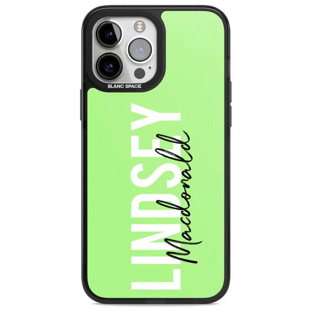 Personalised Bold Name: Lime Custom Phone Case iPhone 13 Pro Max / Magsafe Black Impact Case Blanc Space