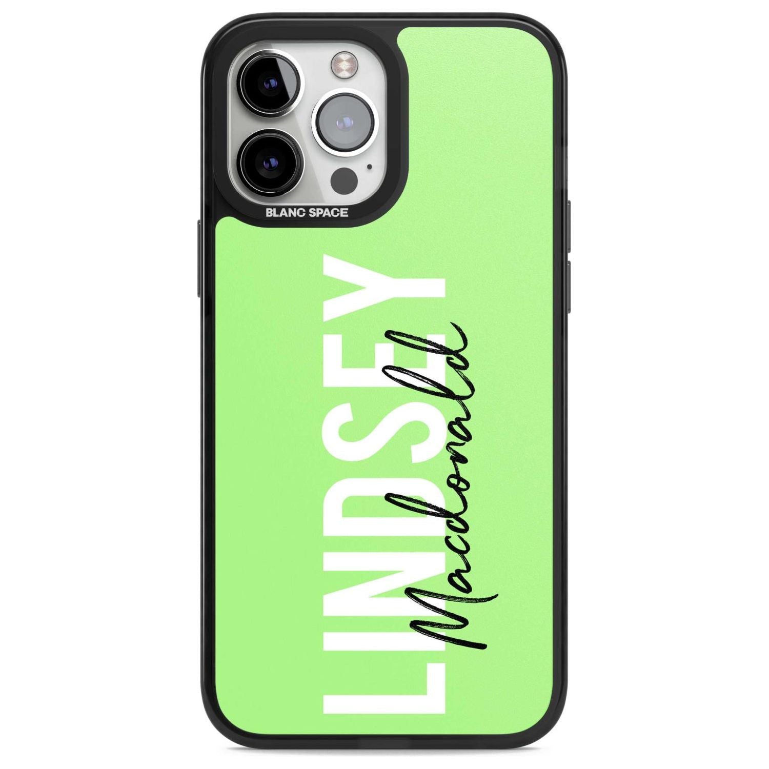 Personalised Bold Name: Lime Custom Phone Case iPhone 13 Pro Max / Magsafe Black Impact Case Blanc Space