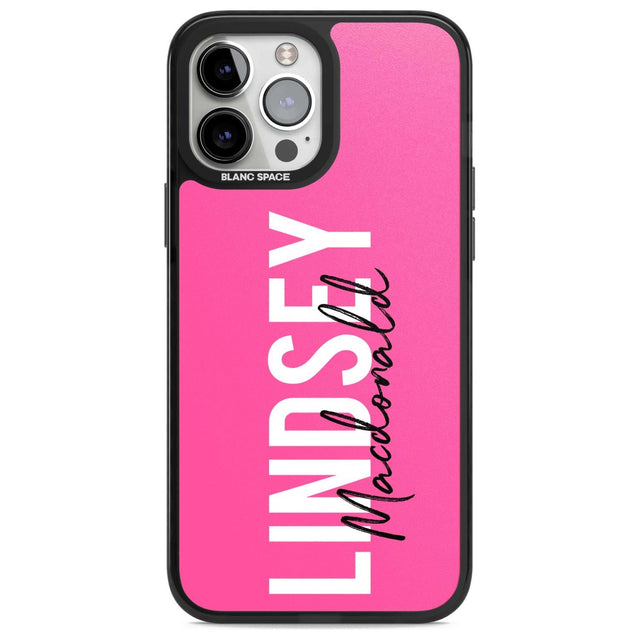 Personalised Bold Name: Pink Custom Phone Case iPhone 13 Pro Max / Magsafe Black Impact Case Blanc Space