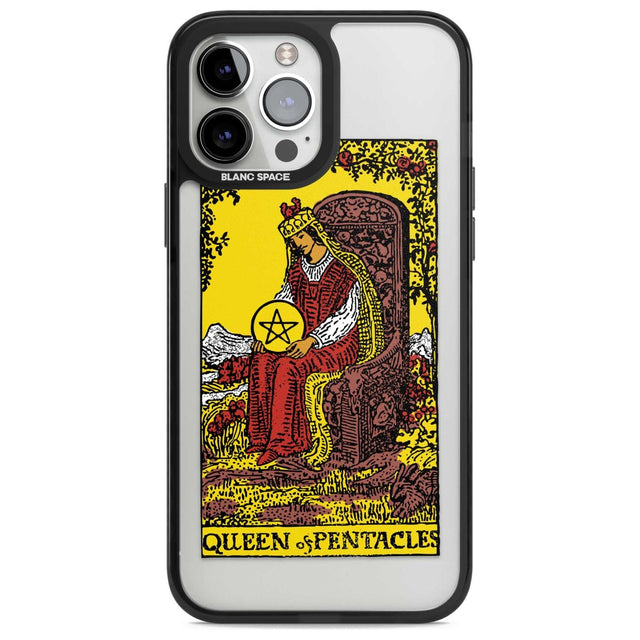 Personalised Queen of Pentacles Tarot Card - Colour Phone Case iPhone 13 Pro Max / Magsafe Black Impact Case Blanc Space