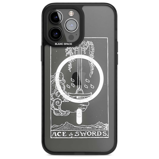 Personalised Ace of Swords Tarot Card - White Transparent Custom Phone Case iPhone 13 Pro Max / Magsafe Black Impact Case Blanc Space