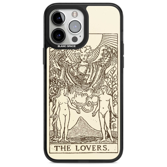 Personalised The Lovers Tarot Card - Solid Cream Custom Phone Case iPhone 13 Pro Max / Magsafe Black Impact Case Blanc Space