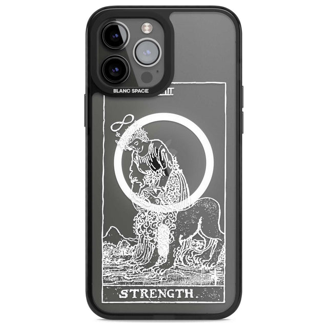 Personalised Strength Tarot Card - White Transparent Custom Phone Case iPhone 13 Pro Max / Magsafe Black Impact Case Blanc Space
