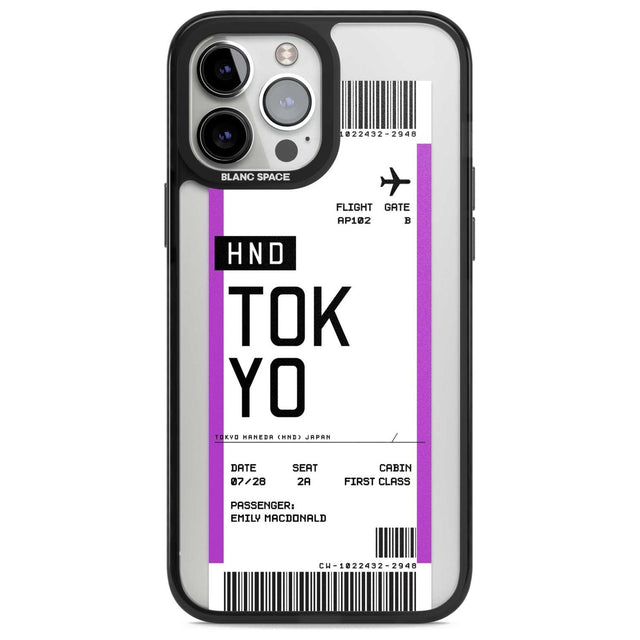 Personalised Tokyo Boarding Pass Custom Phone Case iPhone 13 Pro Max / Magsafe Black Impact Case Blanc Space