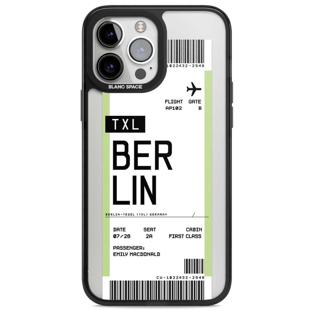 Personalised Berlin Boarding Pass Custom Phone Case iPhone 13 Pro Max / Magsafe Black Impact Case Blanc Space