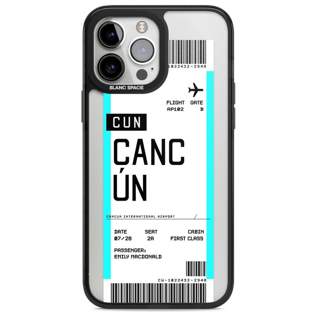 Personalised Cancún Boarding Pass Custom Phone Case iPhone 13 Pro Max / Magsafe Black Impact Case Blanc Space