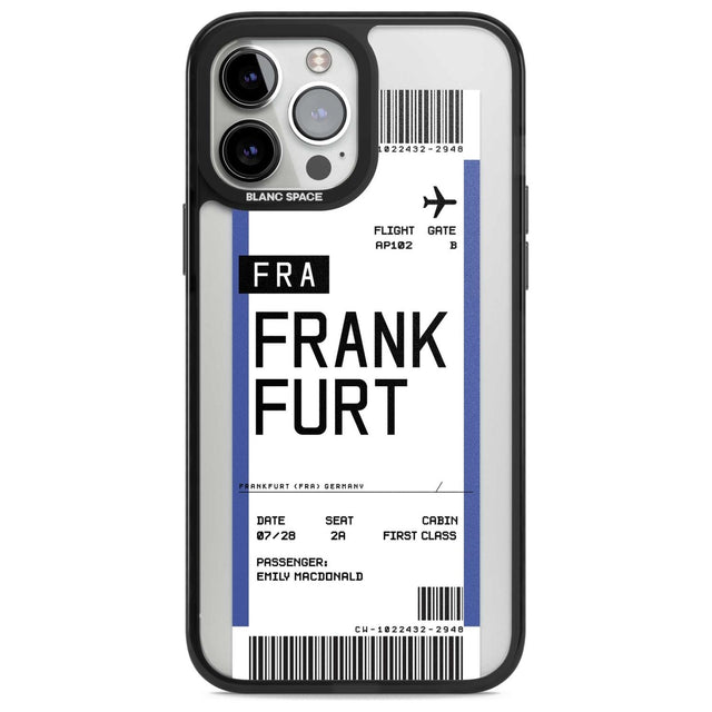 Personalised Frankfurt Boarding Pass Custom Phone Case iPhone 13 Pro Max / Magsafe Black Impact Case Blanc Space