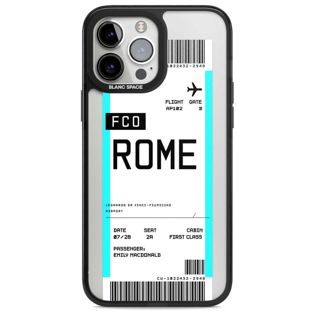 Personalised Rome Boarding Pass Custom Phone Case iPhone 13 Pro Max / Magsafe Black Impact Case Blanc Space