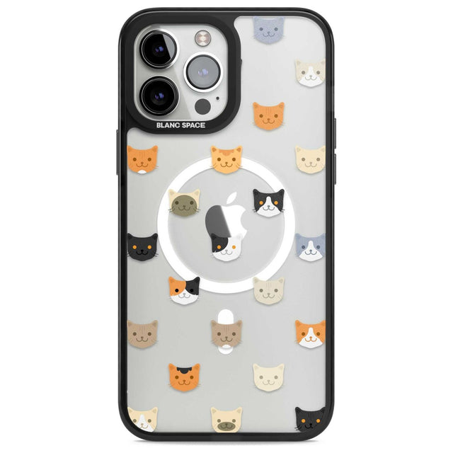 Cute Cat Face Transparent Phone Case iPhone 13 Pro Max / Magsafe Black Impact Case Blanc Space