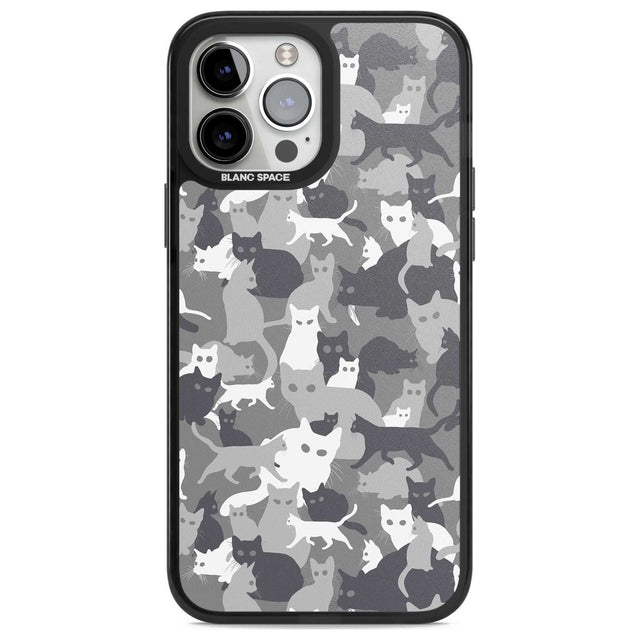 Dark Grey Cat Camouflage Pattern Phone Case iPhone 13 Pro Max / Magsafe Black Impact Case Blanc Space