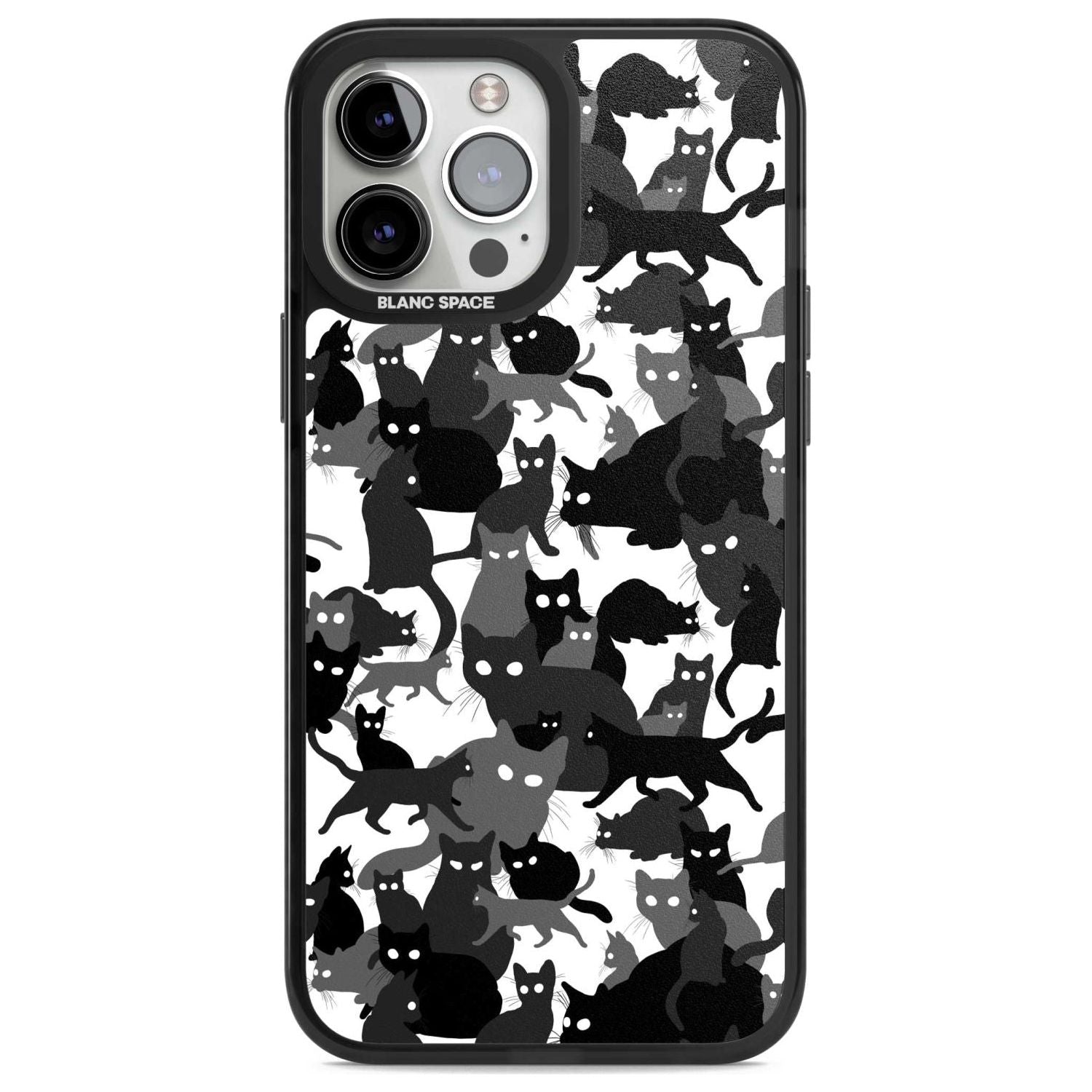 Black & White Cat Camouflage Phone Case iPhone 13 Pro Max / Magsafe Black Impact Case Blanc Space