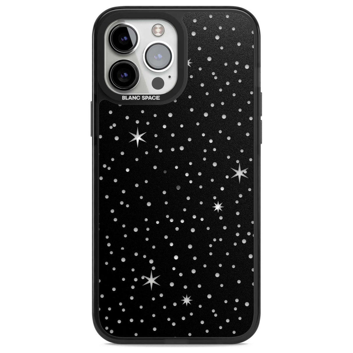 Celestial  Cut-Out Stars Phone Case iPhone 13 Pro Max / Magsafe Black Impact Case Blanc Space