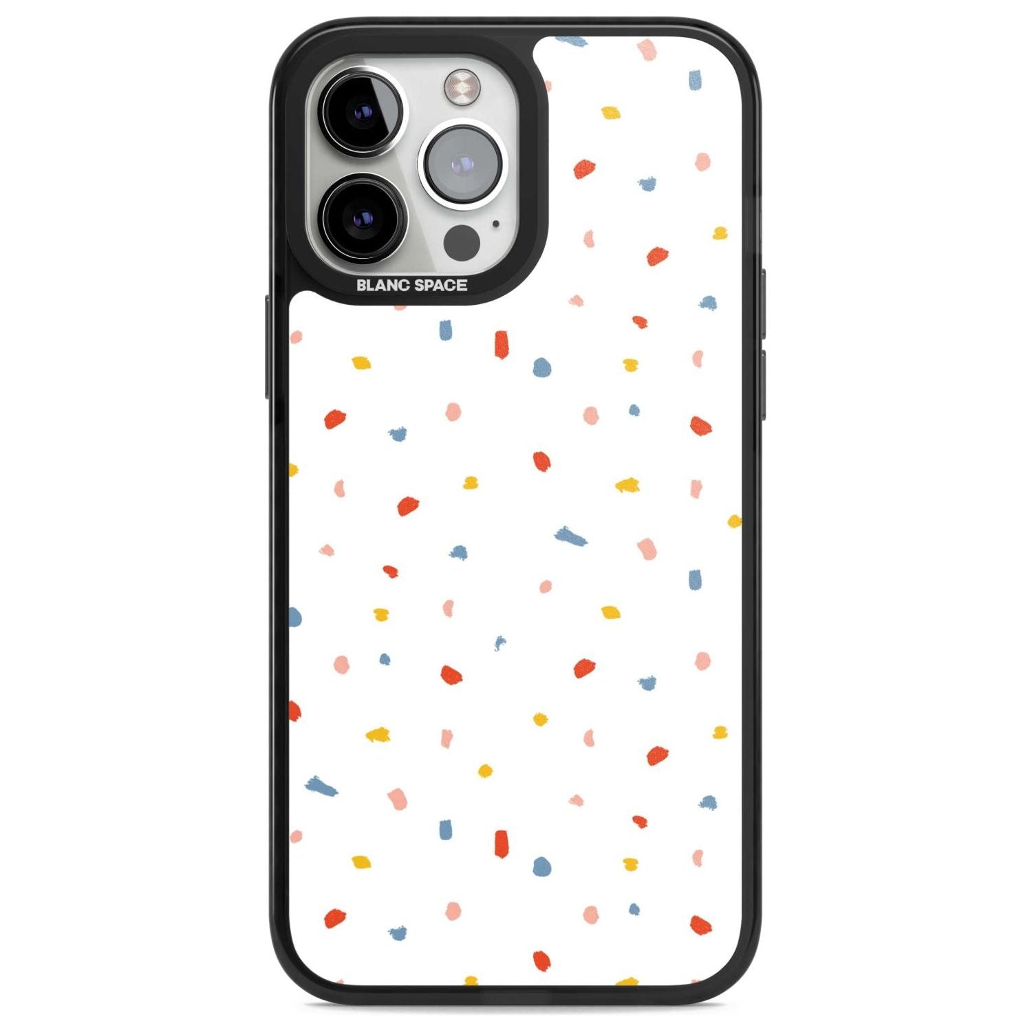 Confetti Print on Solid White Phone Case iPhone 13 Pro Max / Magsafe Black Impact Case Blanc Space