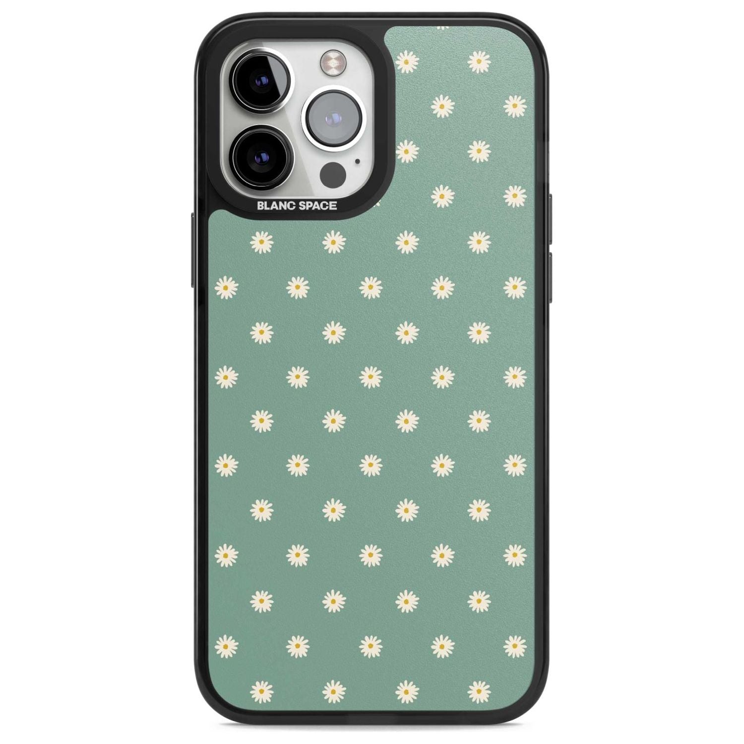 Daisy Pattern Teal Cute Floral Phone Case iPhone 13 Pro Max / Magsafe Black Impact Case Blanc Space