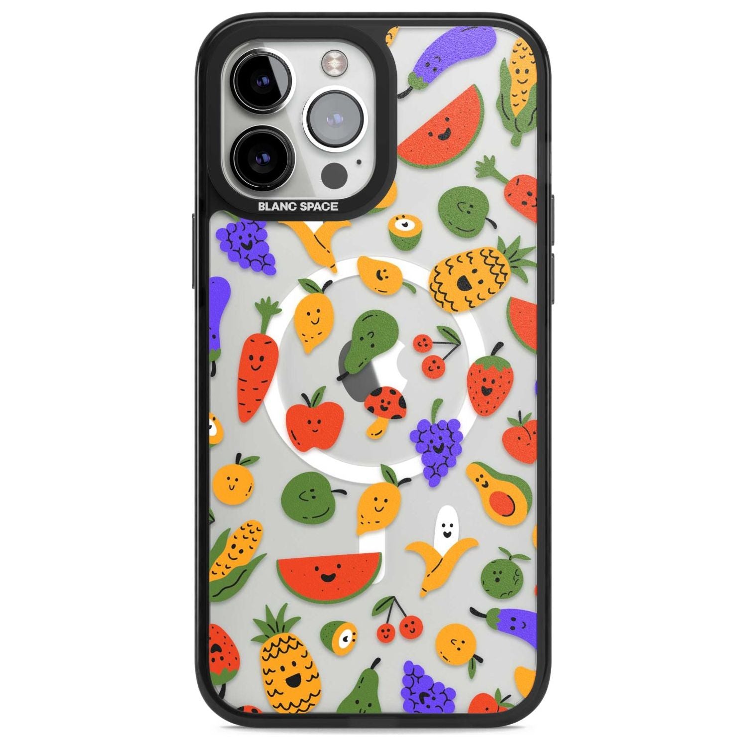 Mixed Kawaii Food Icons - Clear Phone Case iPhone 13 Pro Max / Magsafe Black Impact Case Blanc Space