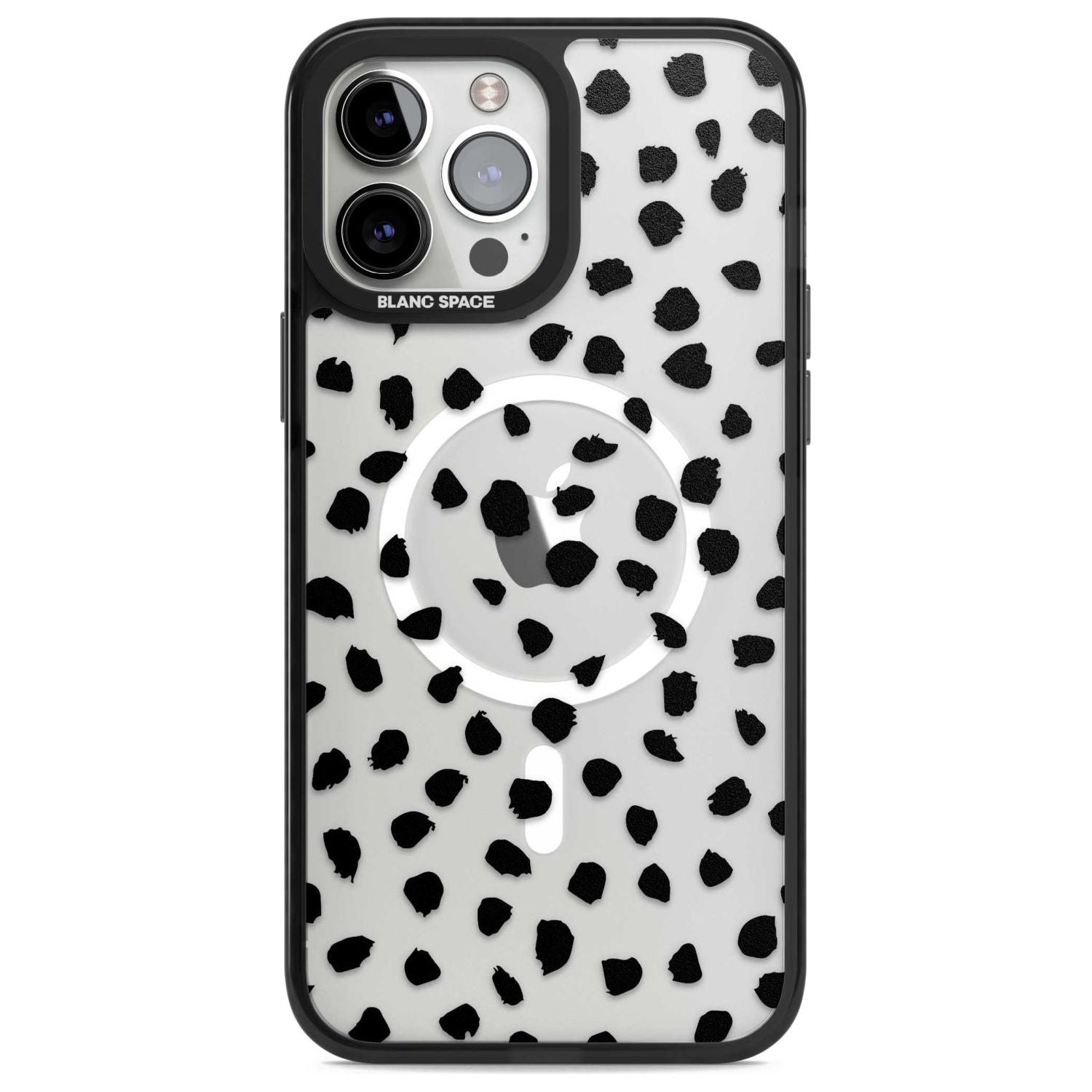Black on Transparent Dalmatian Polka Dot Spots Phone Case iPhone 13 Pro Max / Magsafe Black Impact Case Blanc Space