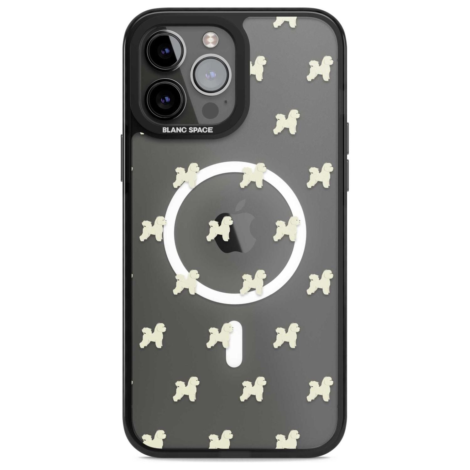 Bichon Frise Dog Pattern Clear Phone Case iPhone 13 Pro Max / Magsafe Black Impact Case Blanc Space