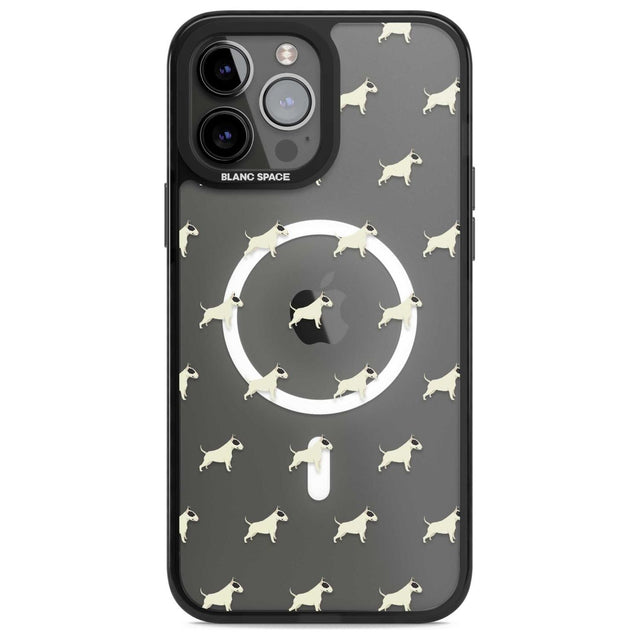 Bull Terrier Dog Pattern Clear Phone Case iPhone 13 Pro Max / Magsafe Black Impact Case Blanc Space