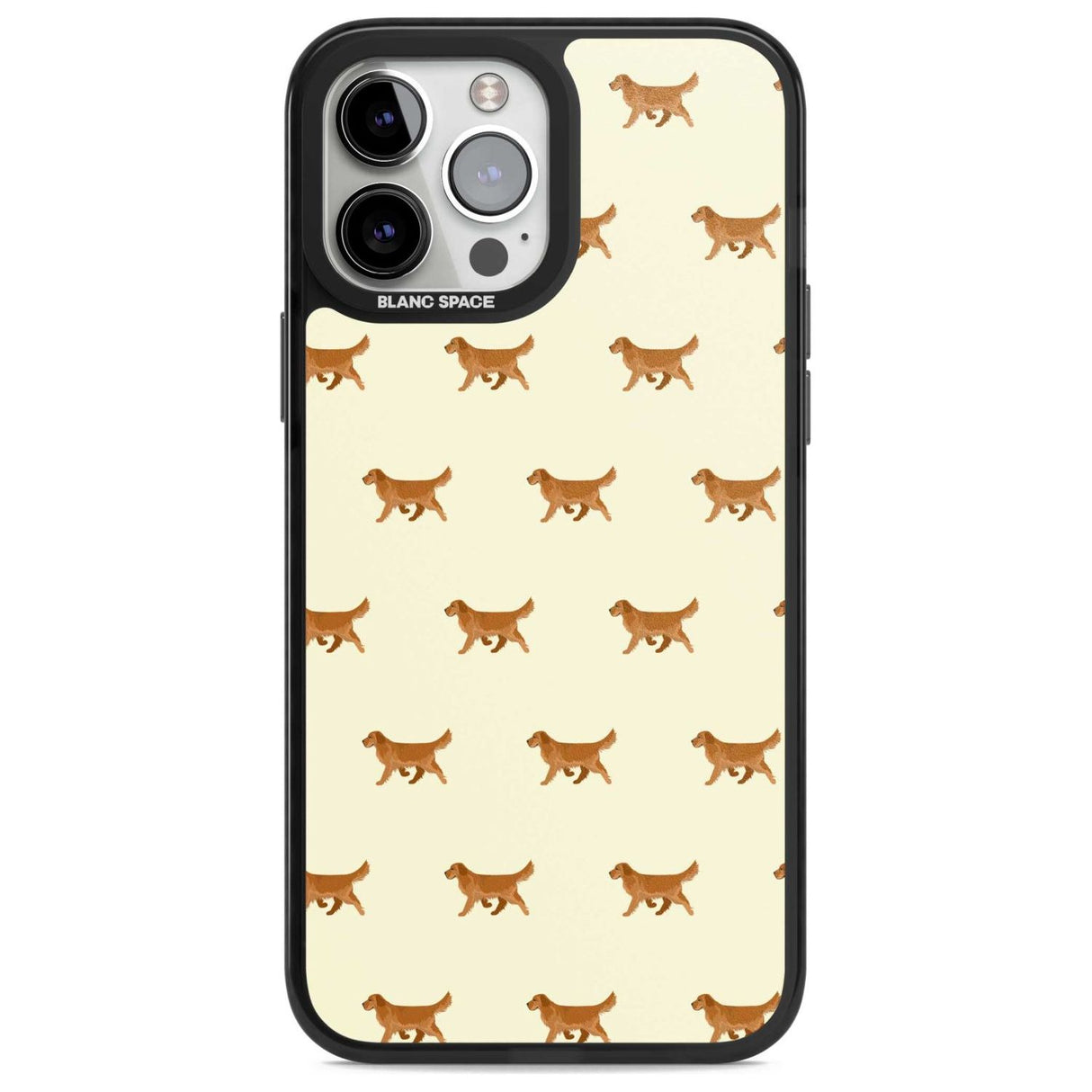 Golden Retriever Dog Pattern Phone Case iPhone 13 Pro Max / Magsafe Black Impact Case Blanc Space